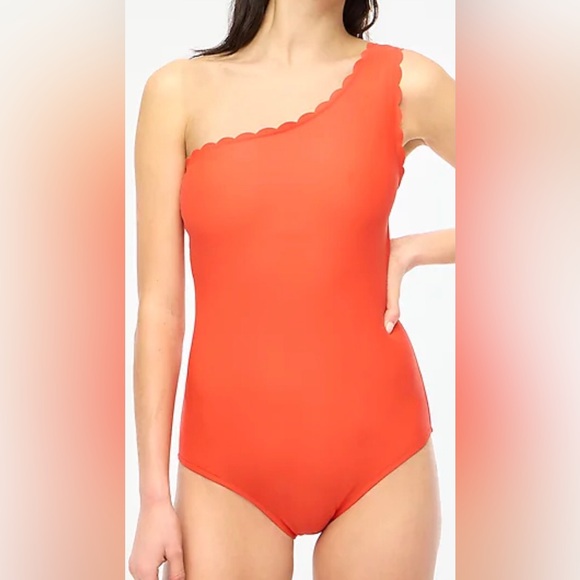 NWT J Crew Bathing Suit One Shoulder Scalloped One Piece Bathing Suit  XL - Picture 3 of 7